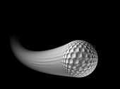 image of golf  - golf ball in flight with streak on black background - JPG 