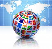 pic of globe  - Flags Globe with World Map Original Vector Illustration EPS10 - JPG 