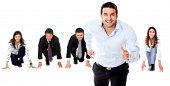 stock photo of competition  - Competitive business people in a race  - JPG 
