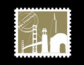 foto of golden gate bridge  - Two color Stamp San Francisco vector illustration - JPG 