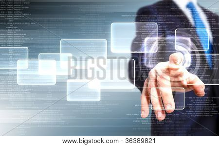 Picture or Photo of Business person working with modern virtual technology