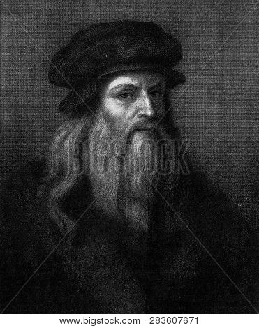 Poster: Leonardo da Vinci vintage engraved