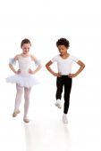 foto of africanamerican  - interracial children dancing together isolated on white background - JPG 