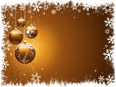 foto of christmas  - Christmas baubles hanging on a gold Christmas background - JPG 