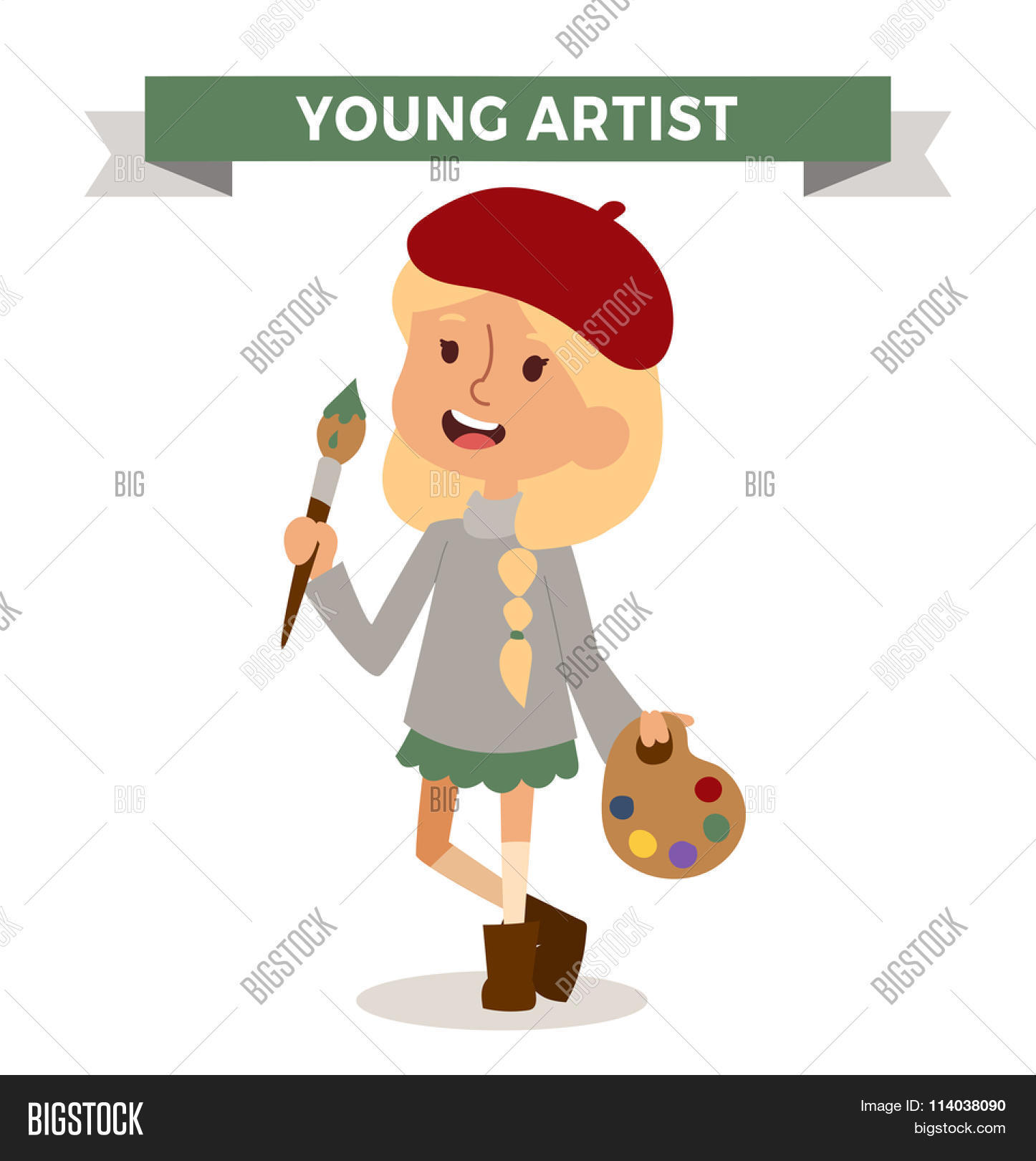 artist girl with art brush isolated on white cute cartoon vector profession artist kid with - Cartoon Kid Images artist girl with art brush isolated on white cute cartoon vector profession artist kid with - Cartoon Kid Images
