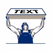 foto of construction worker  - vector illustration of a worker with a text - JPG 