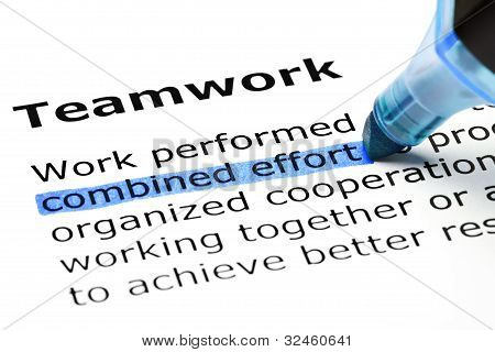 Picture or Photo of Combined effort highlighted in blue under the heading Teamwork