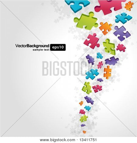 Picture or Photo of 3d colorful puzzle piece vector background