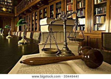 Picture or Photo of Symbol of law and justice in the library law and justice concept