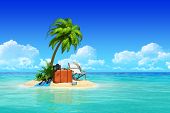 picture of holidays  - Desert tropical island with palm tree - JPG 