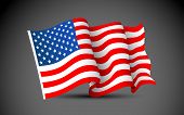 pic of holidays  - illustration of waving American Flag on dark background - JPG 