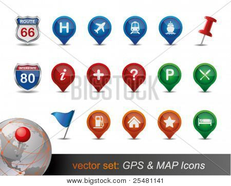 Picture or Photo of Gps and MAP Icon Set.