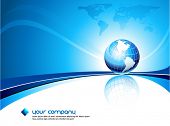 foto of globe  - Clean futuristic vector design template with earth globe and map - JPG 