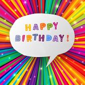 pic of rays  - Happy birthday card on colorful rays background - JPG 