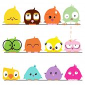 picture of cartoon  - cartoon bird set - JPG 