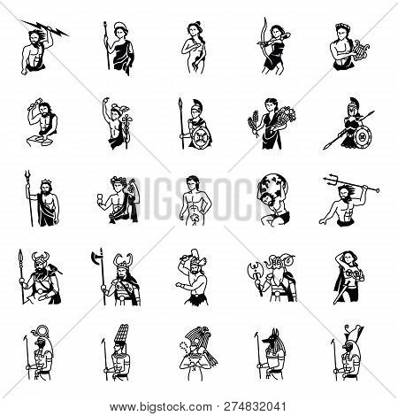 Poster: 25 Ancient Gods Glyph Vector