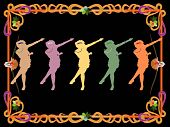 image of art  - colorful dancing ladies in art deco style - JPG 
