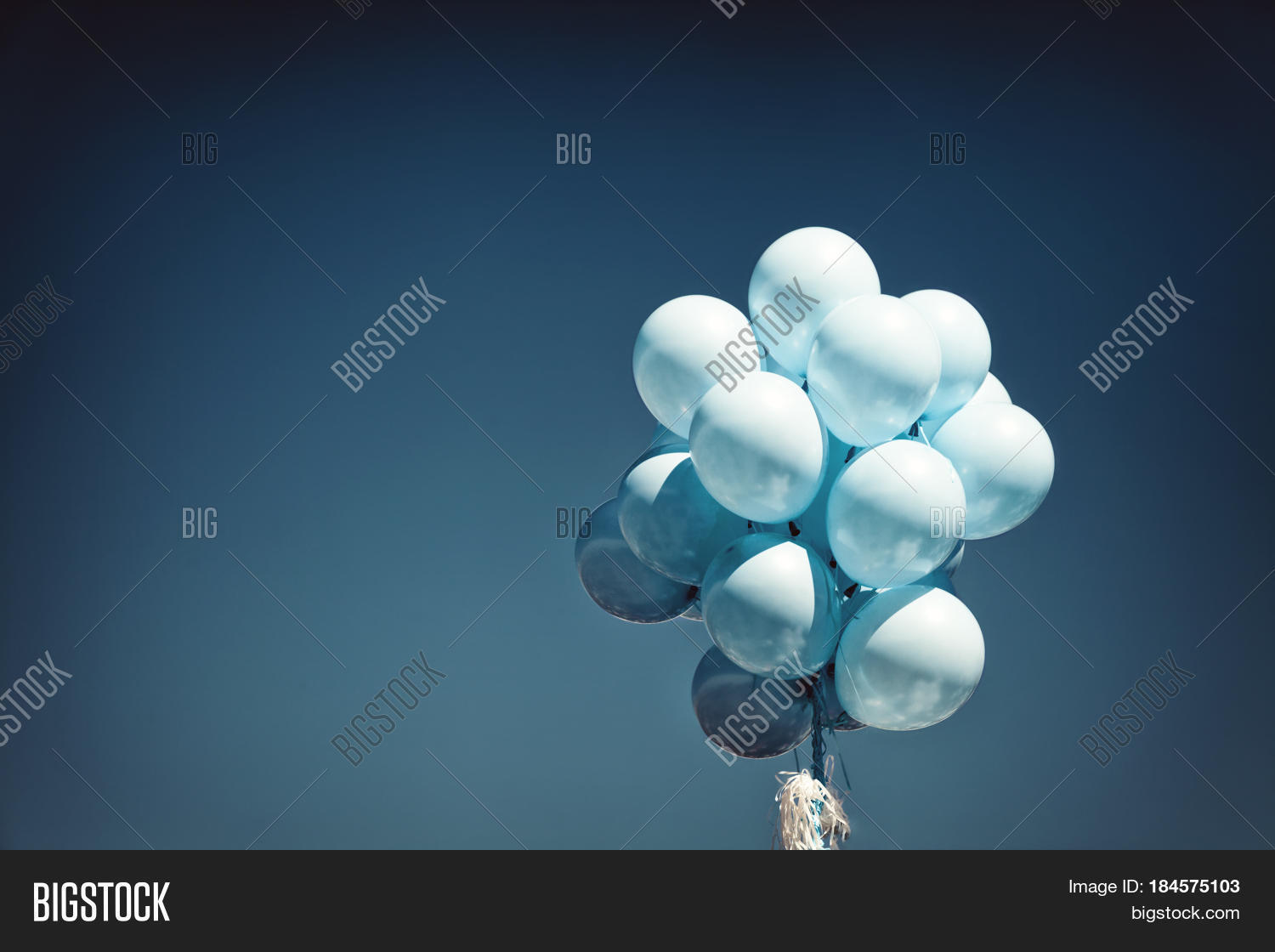 Bunch Blue Balloons Floating Dark Image & Photo Bigstock