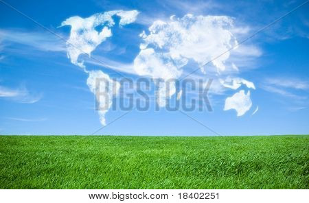 Picture or Photo of World map shaped by clouds