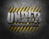 picture of construction  - inscription under construction on a dark background with yellow stripes - JPG 