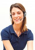 stock photo of call  - Smiling call center operator - JPG 