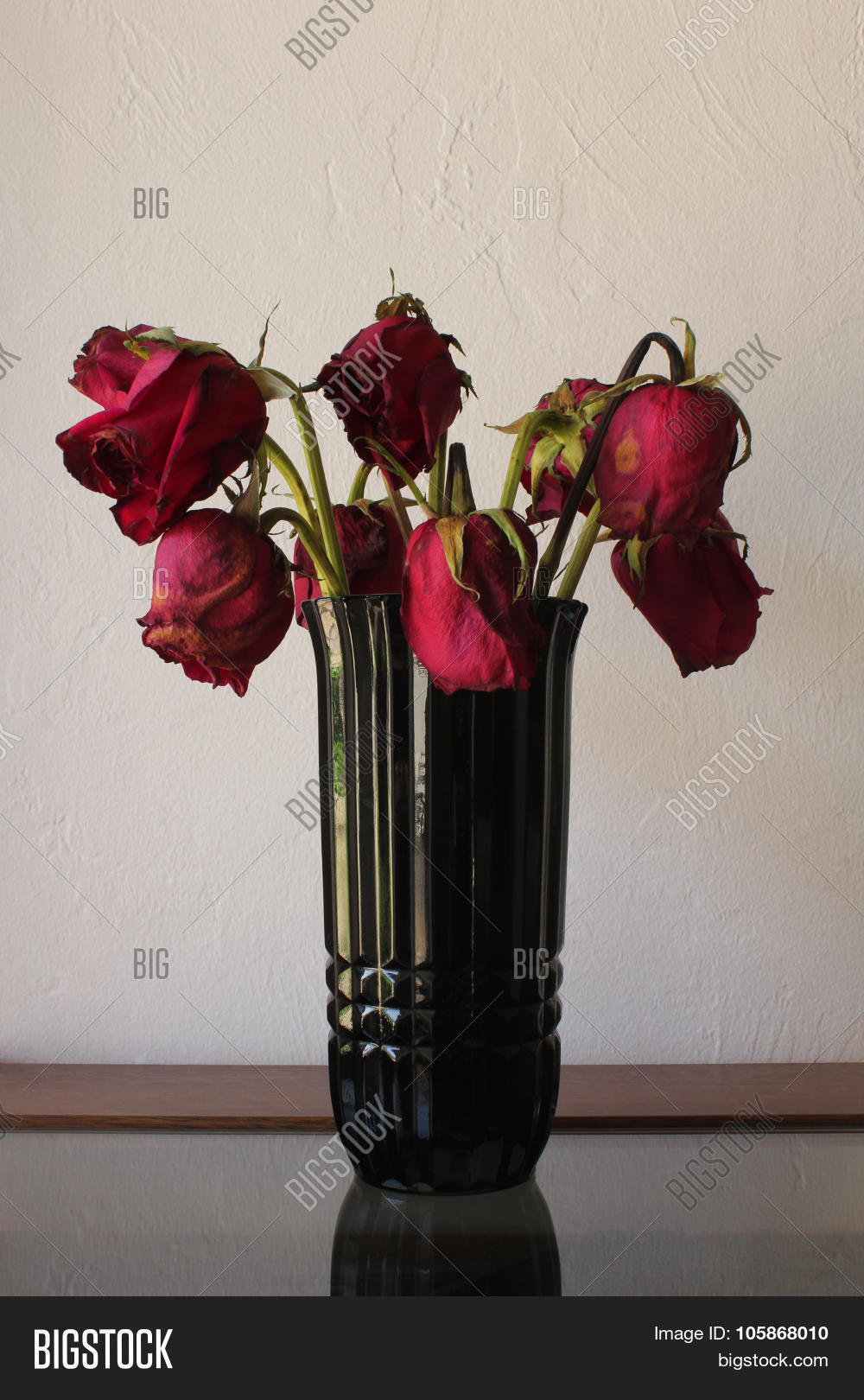 Sad,wilted Red Roses Black Vase Image & Photo Bigstock