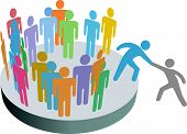 stock photo of member  - A friend helps a person join a company club team or other group - JPG 