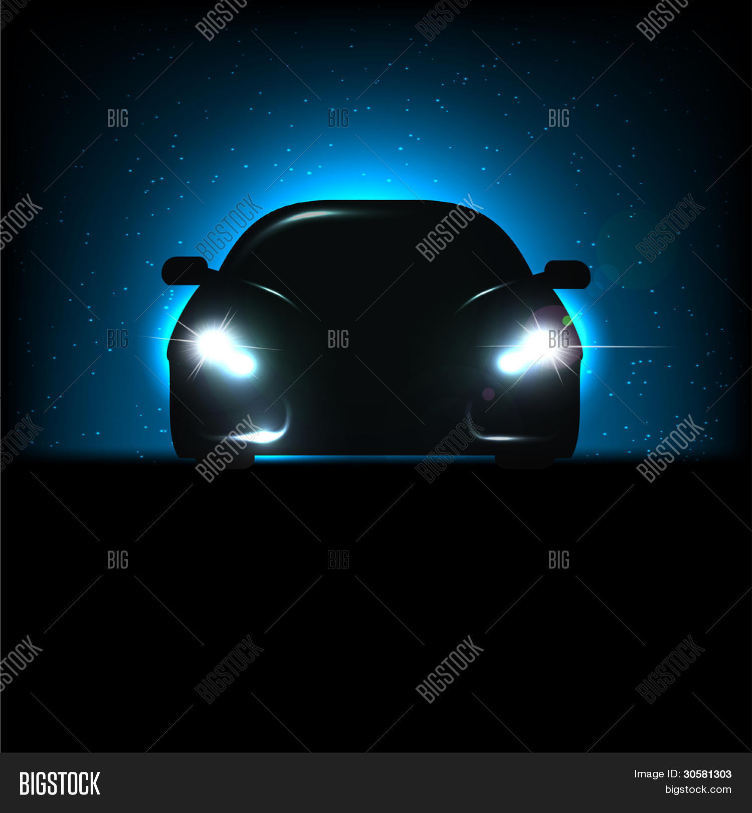Silhouette Car Headlights On Black Vector & Photo Bigstock