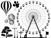 picture of black  - vector black and white elements of amusement park  - JPG 