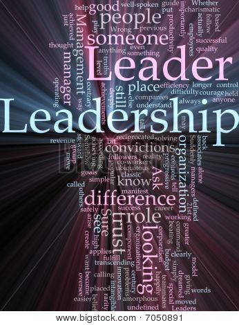Picture or Photo of Word cloud concept illustration of leadership management glowing light effect