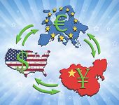 stock photo of trade  - The greatest economies in the world USA China and Europe - JPG 