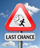 stock photo of time  - last chance or opportunity act now or never dont waste time for action - JPG 