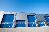 picture of industrial  - Blue industrial Unit with roller shutter doors - JPG 