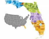 image of map  - Florida state counties map with boundaries and names - JPG 