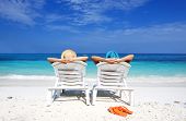 picture of holidays  - Couple on a tropical beach - JPG 