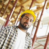 picture of construction worker  - latin american construction worker looking at camera - JPG 