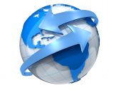 foto of globe  - Two arrows surrounding Earth globe  - JPG 