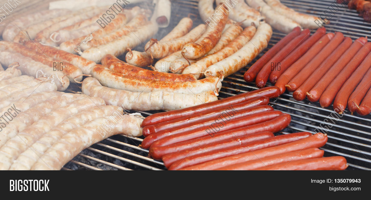 Sausage Party. Barbecue Large Grill Image & Photo Bigstock