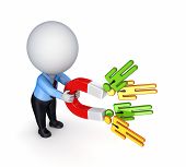 picture of people  - 3d small person with a magnet horseshoe - JPG 