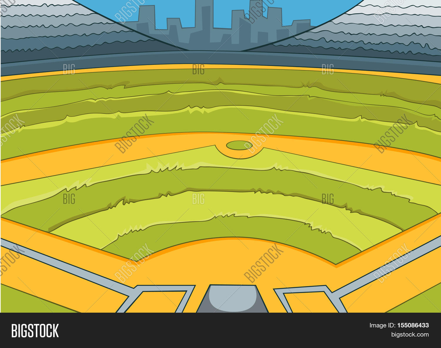 Hand drawn cartoon of sport stadium. Colourful cartoon of sport stadium