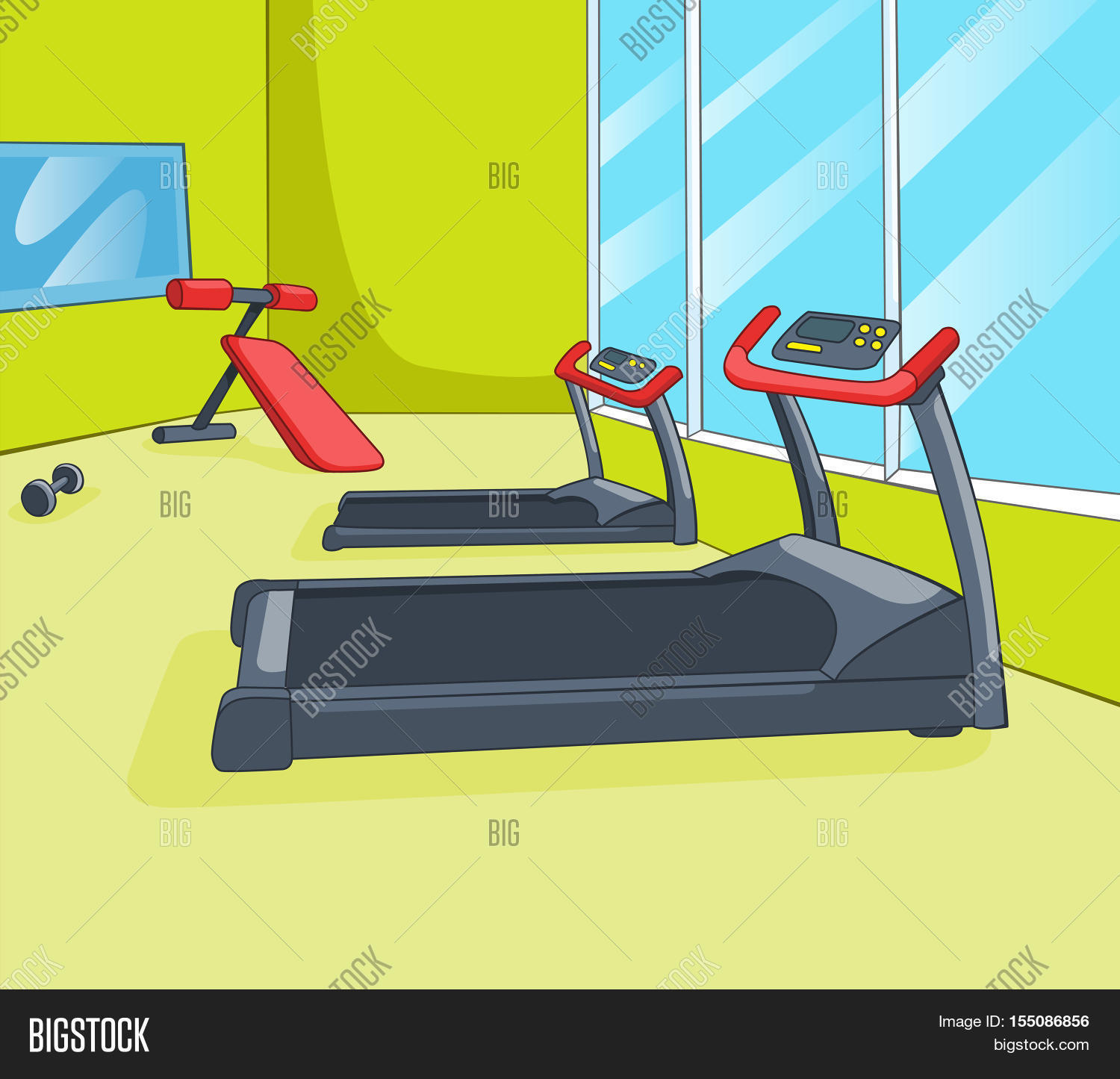 Hand Drawn Cartoon Gym Room. Image & Photo | Bigstock