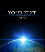 stock photo of globe  - Planet earth with sunrise in space - JPG 