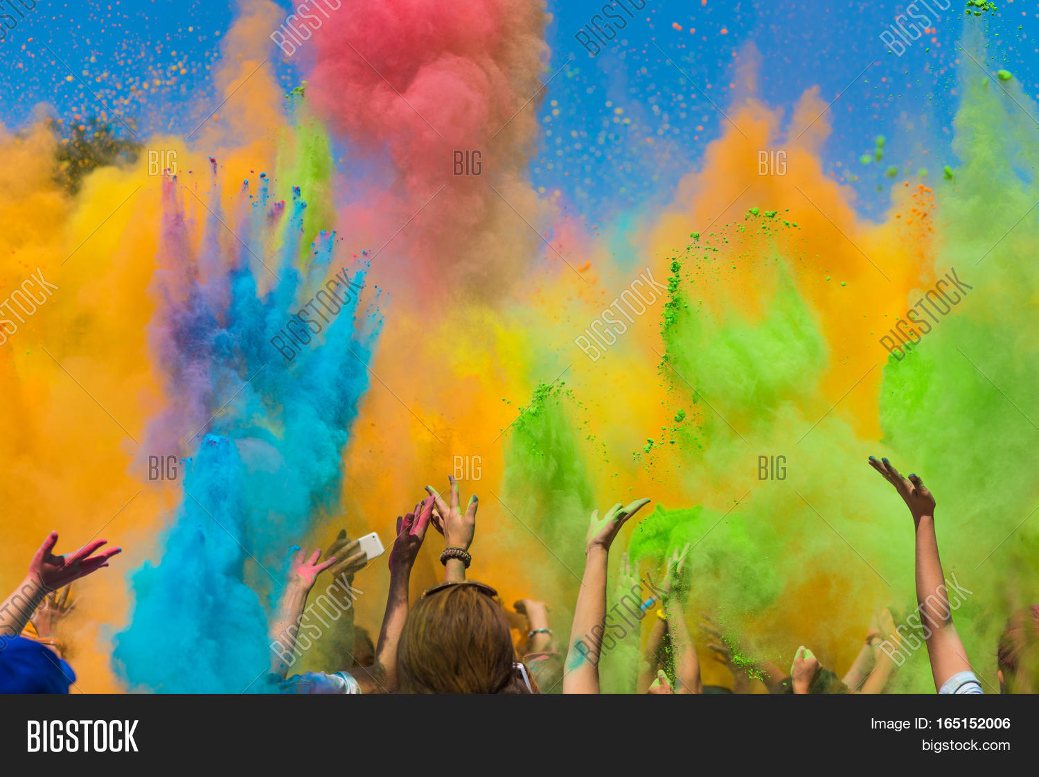 Crowd People Throwing Colored Paint Image & Photo Bigstock