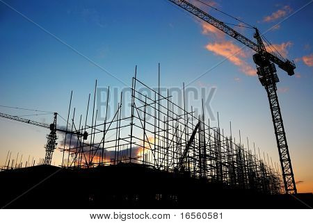 Picture or Photo of Construction Site at Dusk (or Dawn)