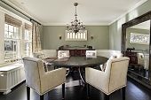 picture of interior  - Dining room in luxury home with olive walls - JPG 