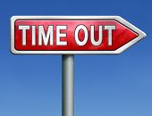 picture of time  - time out take a break leisure time off relaxation taking a holliday red road sign with text word concept - JPG 