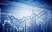 stock photo of stock  - Stock Financial Chart with bar chart in blue - JPG 