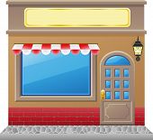 image of illustration  - shop facade with a showcase vector illustration - JPG 