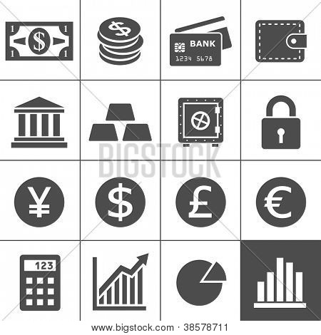 Picture or Photo of Finance Icons. Each icon is a single object (compound path). Simplus series
