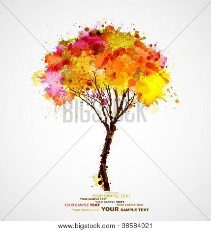 Picture or Photo of Autumn abstract tree forming by blots